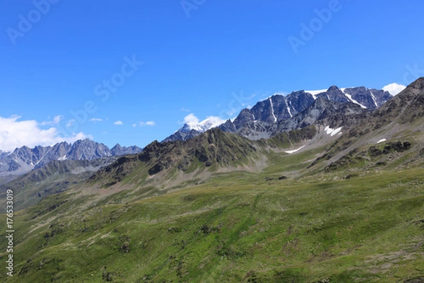 Obraz The great St. Bernhard Pass on the border between Switzerland and Italy.