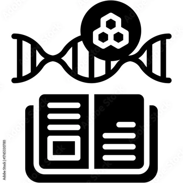 Fototapeta Vector icon Genetics, DNA, Knowledge, Biology, DNA Structure, Book