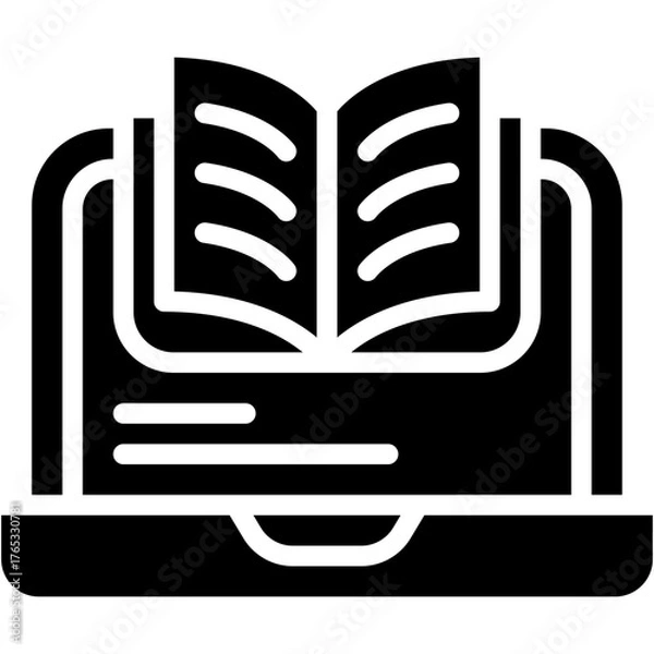 Fototapeta Vector icon Tutorial, Laptop, Online Education, Video Tutorials, Scholastics, ELearning