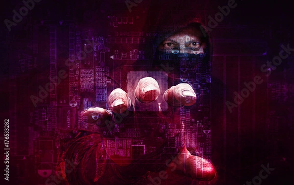 Fototapeta dangerous hacker stealing data -concept