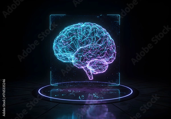 Fototapeta Virtual Hologram of Artificial Intelligence Brain