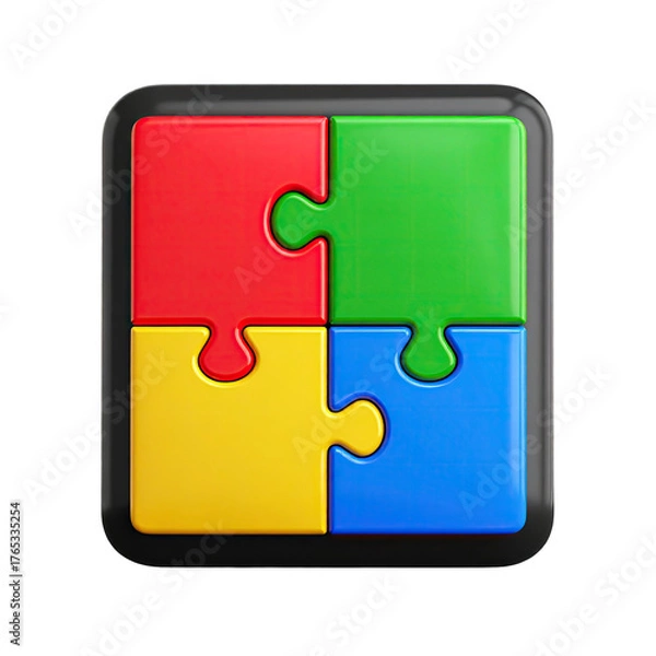 Fototapeta Four colorful jigsaw puzzle pieces in a square frame