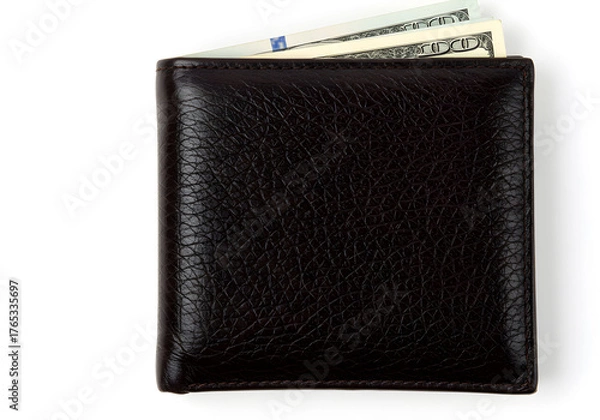 Fototapeta Wallet with Dollar Bills Isolated on White Background