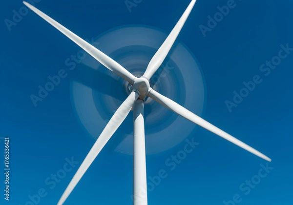 Fototapeta Wind Turbine Blades Rotating in Clear Sky