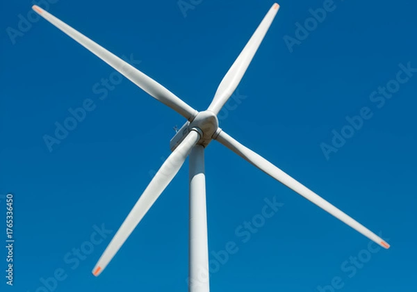 Fototapeta Wind Turbine Blades Rotating in Clear Sky