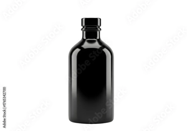 Fototapeta Elegant Black Glass Bottle Sophisticated Design for Beverages or Packaging, Minimalist Style, Isolated on Transparent Background
