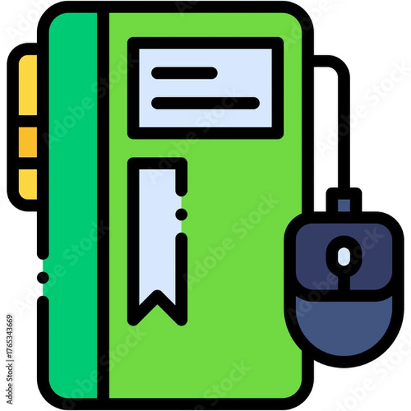 Fototapeta Vector icon EBooks, ELearning, Education, Online Class, Digital Book, Mouse