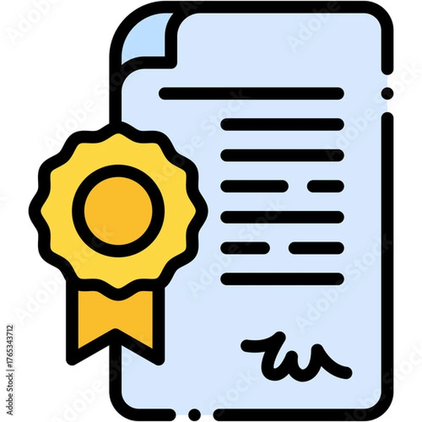 Fototapeta Vector icon Certificate, Diploma, Document, Degree, Paper, Certified