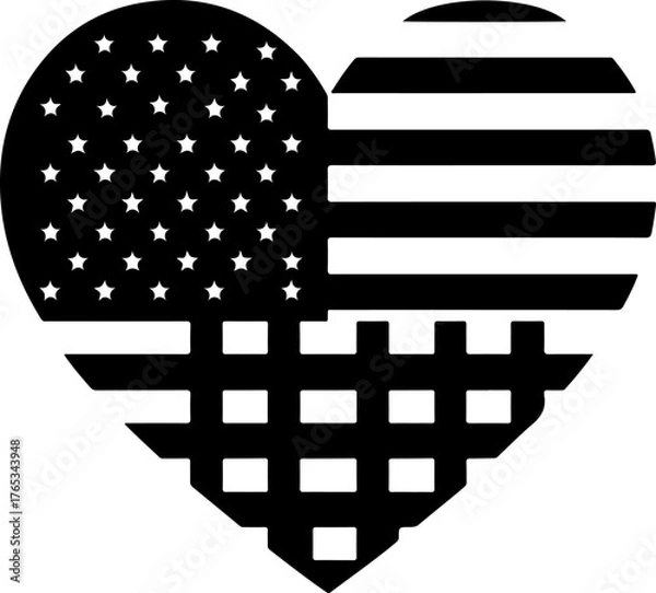 Fototapeta Patriotic anatomical heart design combined with the USA flag elements.