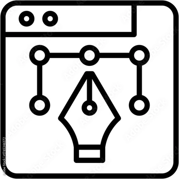 Fototapeta Vector icon Design, Browser, Education, Learn, Video Tutorial, Reading