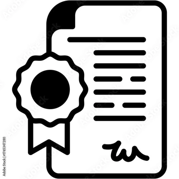 Fototapeta Vector icon Certificate, Diploma, Document, Degree, Paper, Certified
