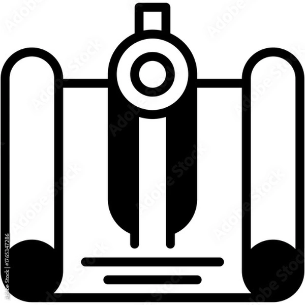 Fototapeta Vector icon Technical Drawing, Learn, Project, Architect, Paper, Geometry