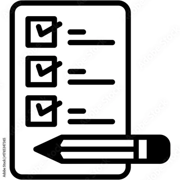 Fototapeta Vector icon Checklist, Paper, Appraisal, Test, Document, Exam