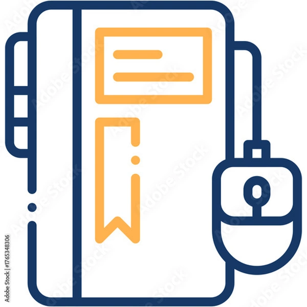 Fototapeta Vector icon EBooks, ELearning, Education, Online Class, Digital Book, Mouse
