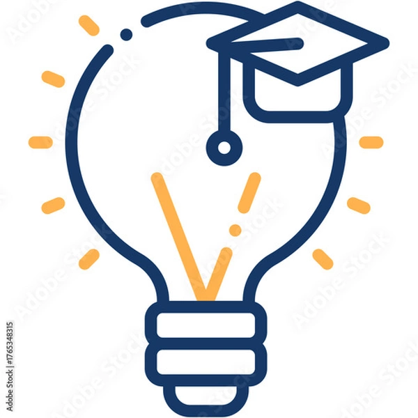 Fototapeta Vector icon Education, Idea, Study, Learning, Light, Online Learning