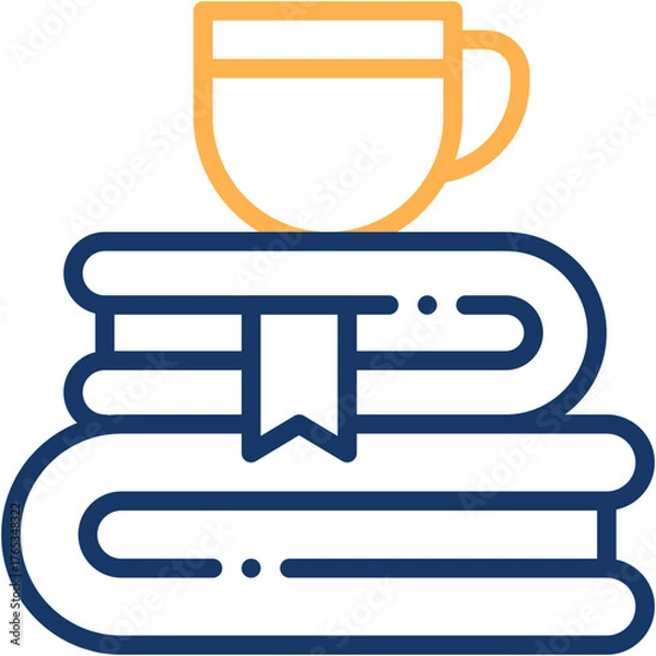 Fototapeta Vector icon Books, Education, Learning, Cup, Tea, Study