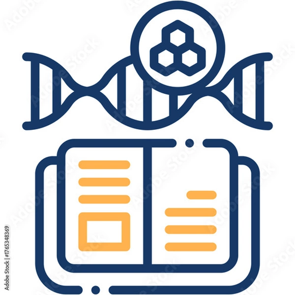 Fototapeta Vector icon Genetics, DNA, Knowledge, Biology, DNA Structure, Book