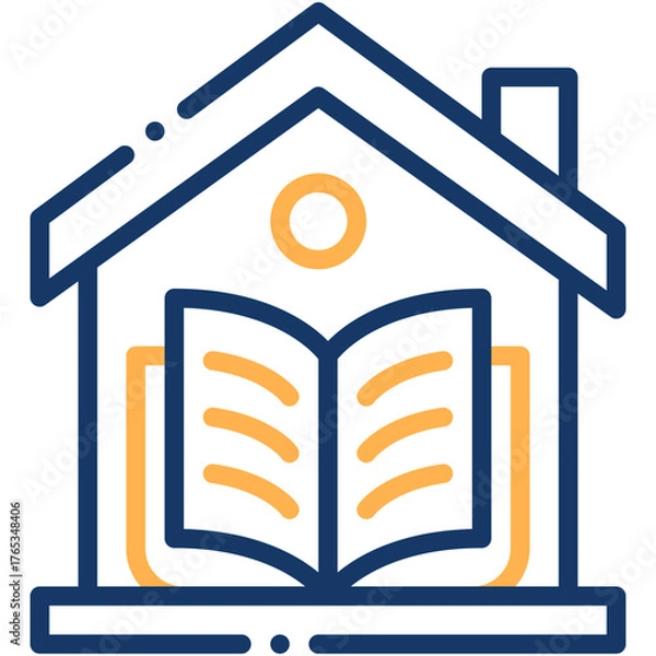 Fototapeta Vector icon Homeschooling, Learn, Education, Homework, Learning, Book