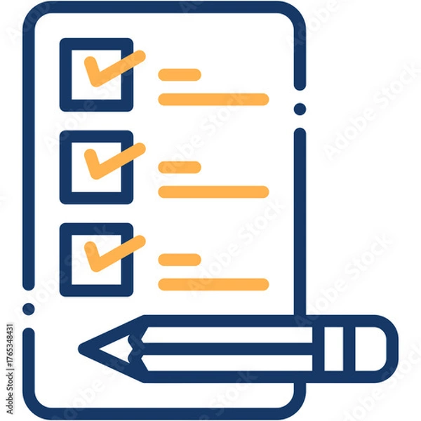 Fototapeta Vector icon Checklist, Paper, Appraisal, Test, Document, Exam