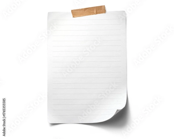 Fototapeta 茶色いテープで貼られた、罫線のあるメモパッド