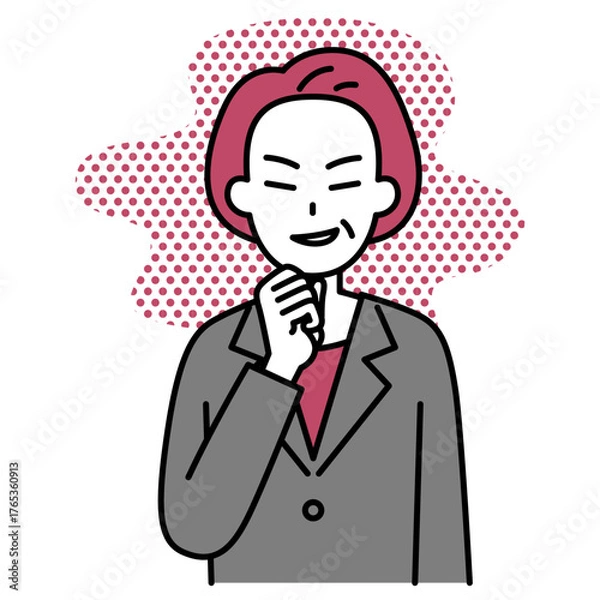 Obraz 悪巧みをする中年のスーツの女性