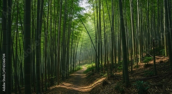 Obraz Bamboo Forest Path - A Serene Walk Through Natures Embrace.