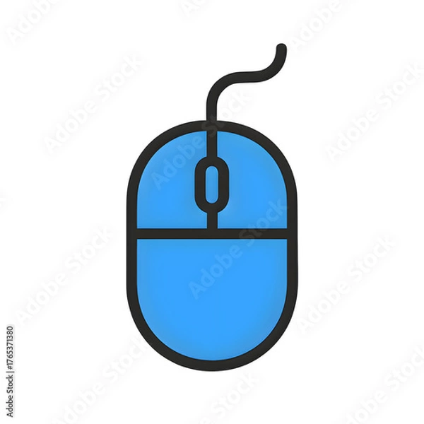 Fototapeta Blue Computer Mouse Icon - Modern Tech Device for Interface Navigation and Precise Control