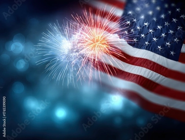 Obraz Celebrating Independence Day with Fireworks and American Pride