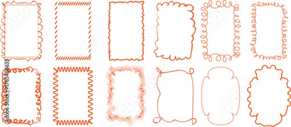 Fototapeta Collection of hand-drawn decorative borders and frames for creative projects and designs