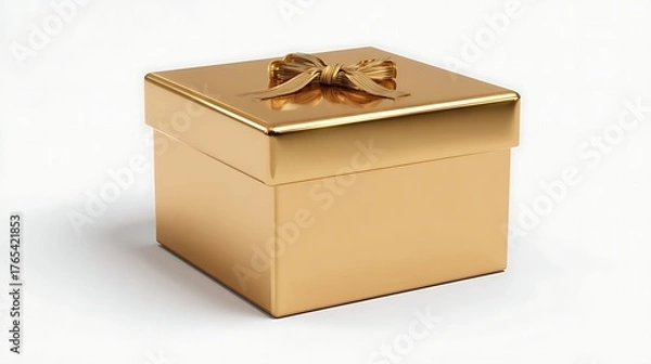 Fototapeta Presents a gold gift box with ribbon. Ideal for marketing, promotions, web use.