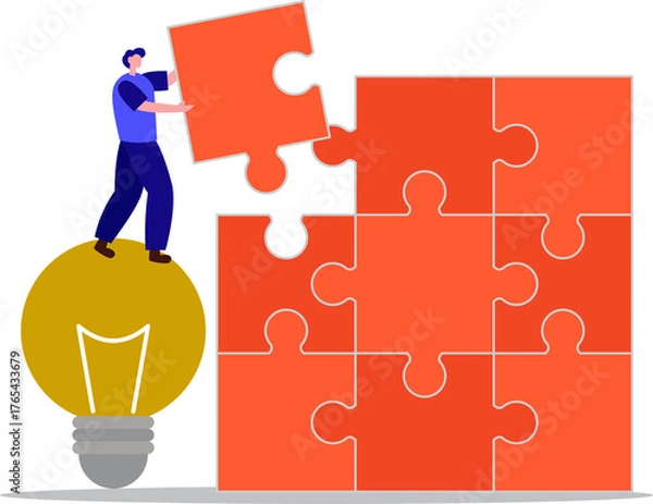 Obraz people working concept with puzzle piece. problem solving concept. creative idea concept