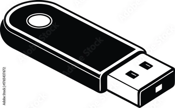 Fototapeta  USB Pen Drive Vector Illustration for File Transfer, Digital Backup, and Tech Device Concept 