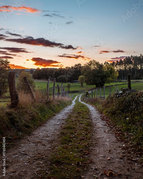 Fototapeta Path in the Lugo Mountains, Galicia, Spain. This region in northwestern Spain is teeming with stunning and uncrowded hiking trails