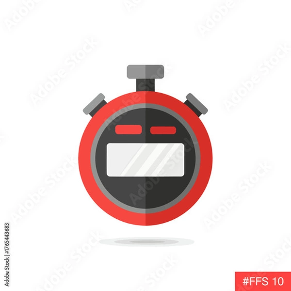 Fototapeta Stopwatch Icon, Red Timer, Vector Illustration, Time Management Concept