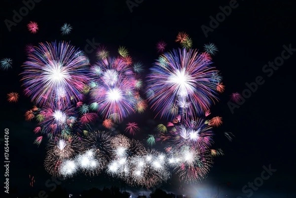 Obraz 酒田花火　レインボウのような花火です