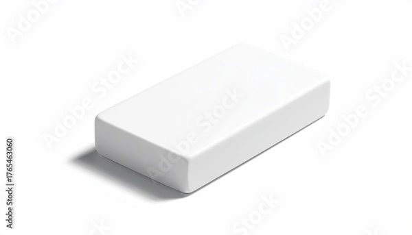 Fototapeta Oblong white solid with rounded edges on a white surface