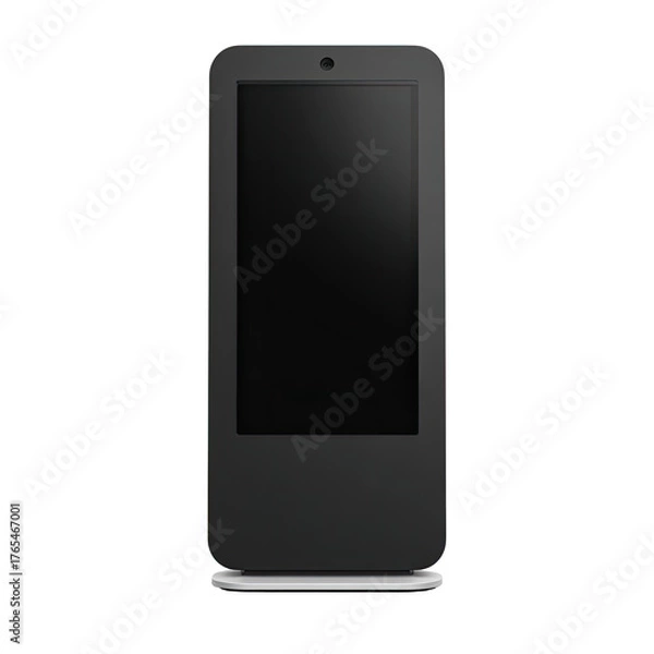 Fototapeta Digital kiosk with blank, black screen standing upright