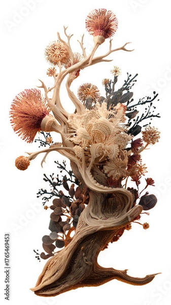 Fototapeta Surreal tree with coral-like branches, textured and otherworldly