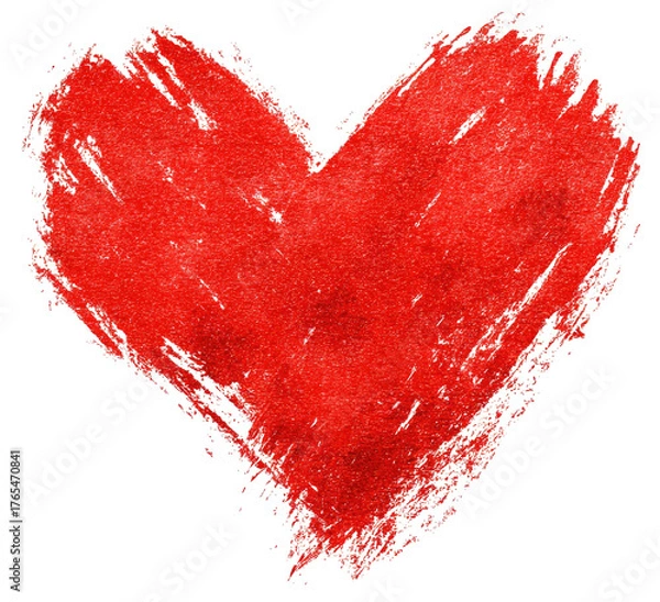 Obraz Scribbled red heart shape, rough texture, crayon-like style