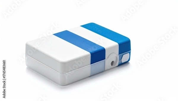 Fototapeta White/blue box, horizontal stripes, rounded edges