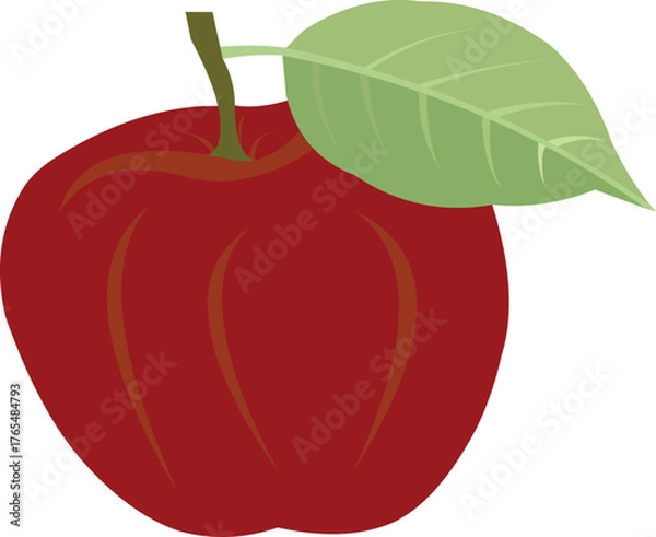 Fototapeta Red apple vector with leaf.eps