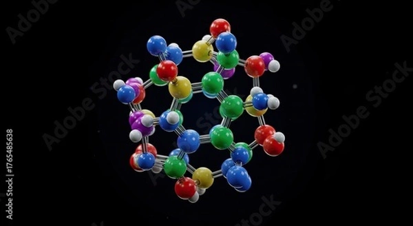 Fototapeta Molecular Structure Visualization - A Colorful and Detailed Scientific Representation.
