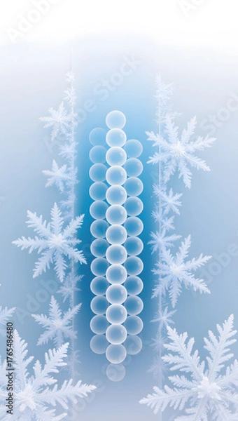 Fototapeta Frozen Cells and Molecular Structure with Ice Crystals in Blue Background