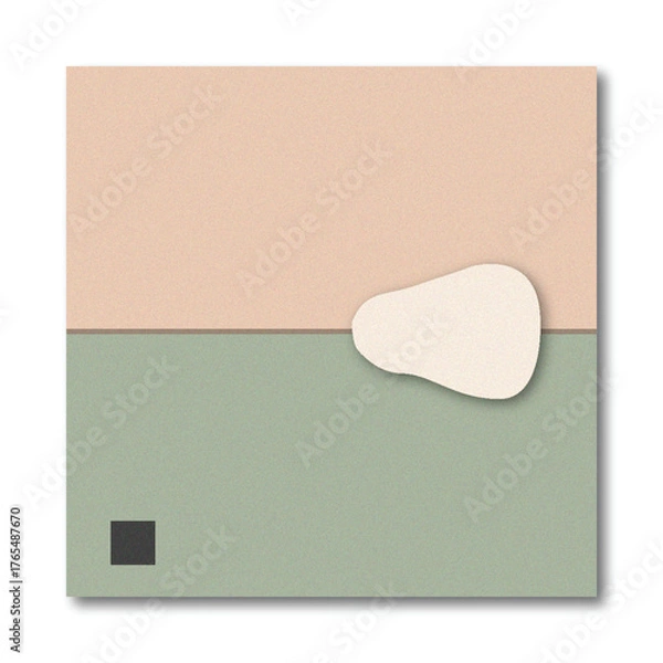 Fototapeta Abstract Minimalist Color Block Background with Dusty Pink, Sage Green, and Organic White Shape