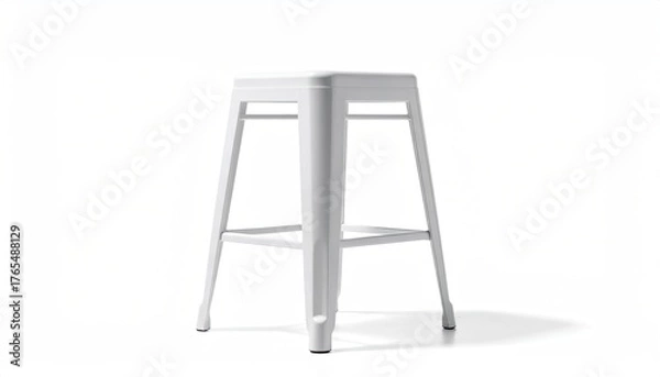 Obraz White metal stool stands isolated on white background