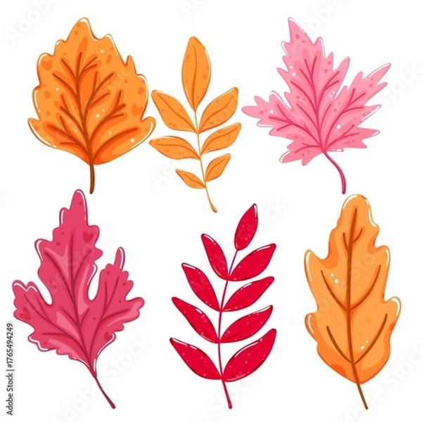 Obraz Vibrant Autumn Leaves Set. Fall Foliage Collection.