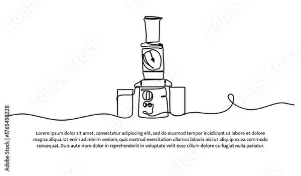 Obraz One line of juicer. Abstract minimal continuous line isolated on white background.