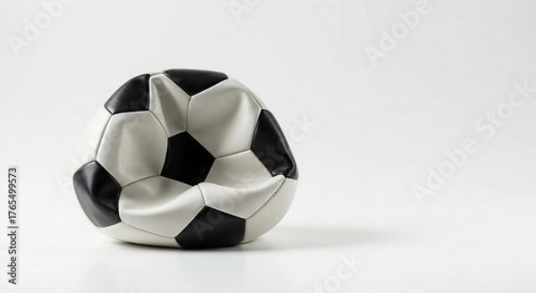 Obraz deflated soccer ball isolated on white background.