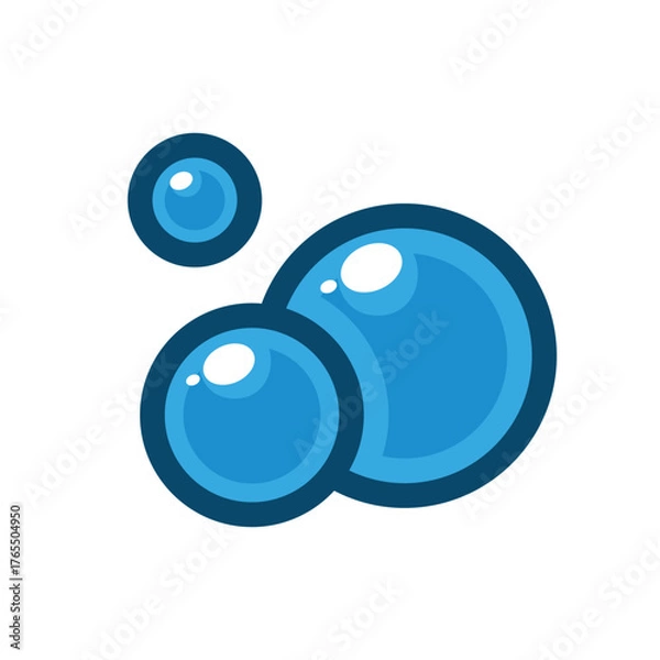 Fototapeta Bright Blue Stylized Water or Soap Bubbles Vector Illustration
