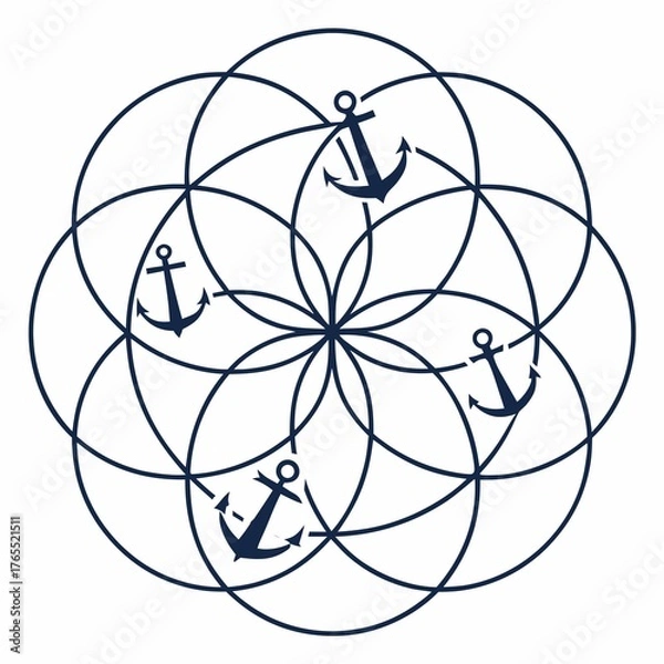Obraz Mandala with layered geometric rings simplified a